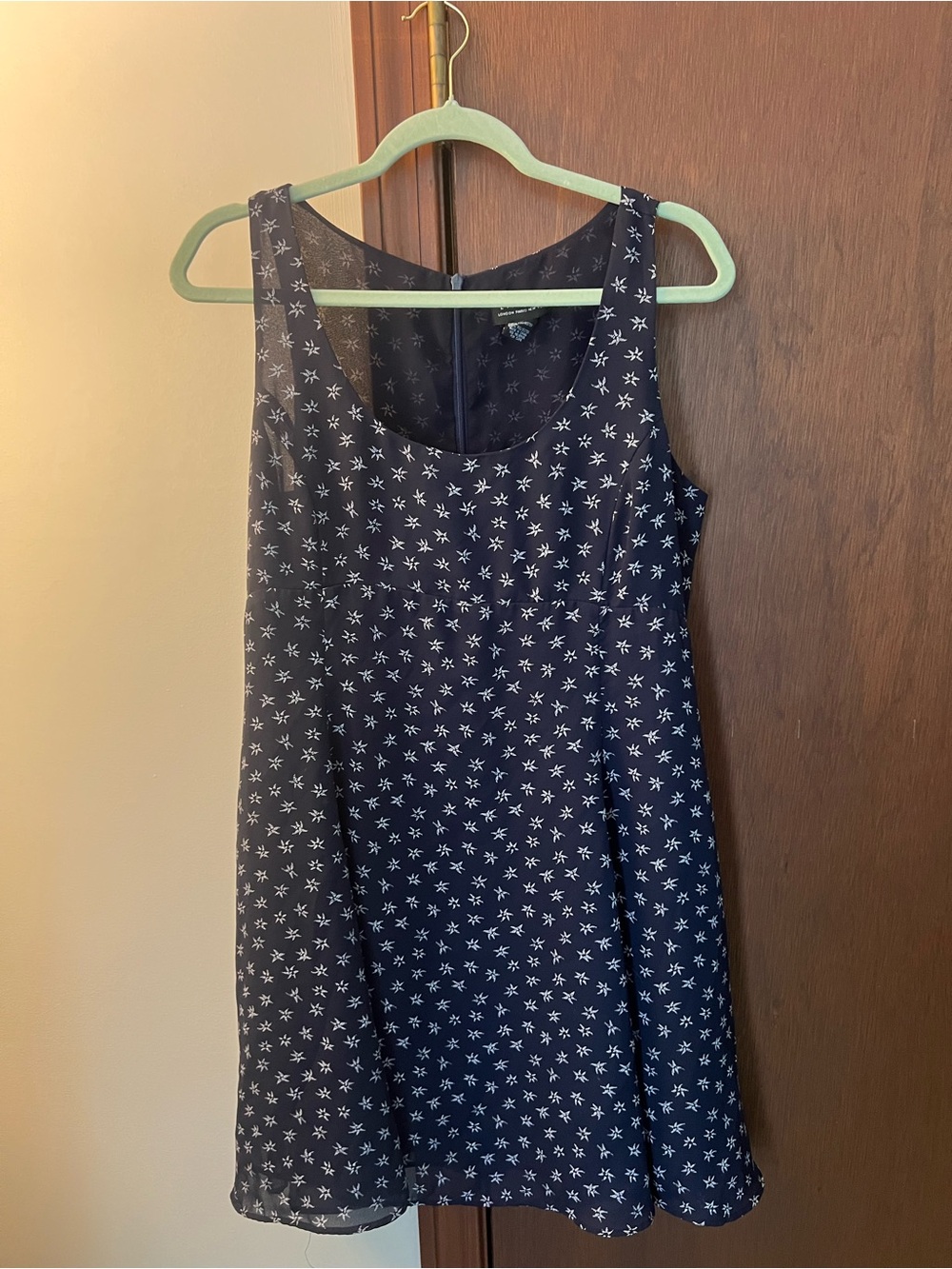VTG Navy Blue Floral Sleeveless A-Line Dress